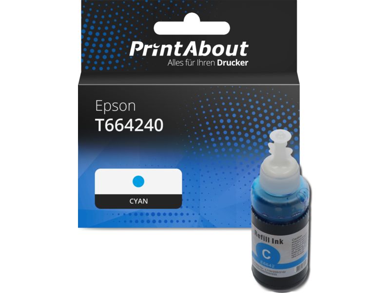 PrintAbout Druckerpatrone T664240 Cyan für Epson