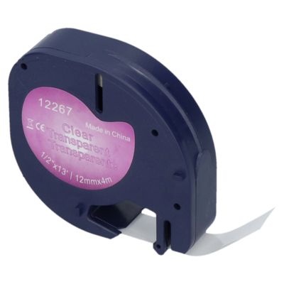 Schriftband kompatibel mit Dymo 12267 (S0721530) - (12 mm) - Schwarz auf transparent