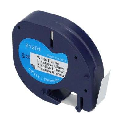 Schriftband kompatibel mit Dymo 91201 (S0721610) - (12 mm) - Schwarz auf weiß
