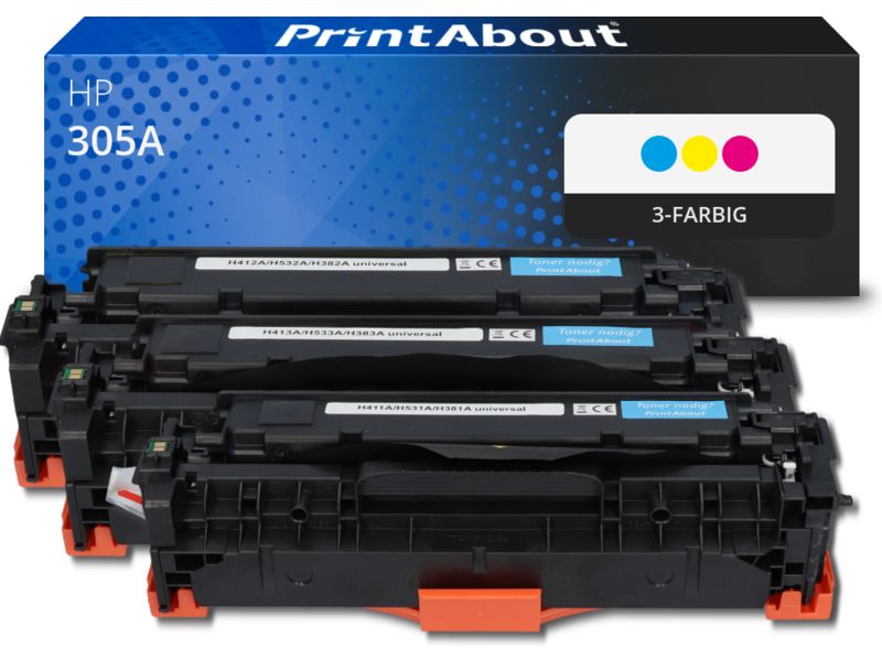 PrintAbout Toner 305A (CF370AM) 3-farbig Multipack für HP