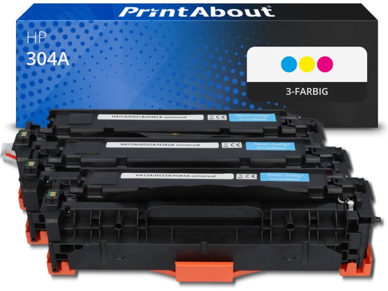 PrintAbout Toner 304A (CF372AM) 3-farbig Multipack für HP