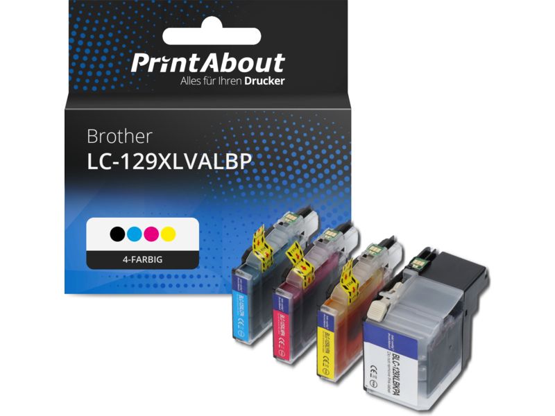 PrintAbout Druckerpatrone LC-129XLVALBP 4-farbig Multipack Hohe Kapazität für Brother