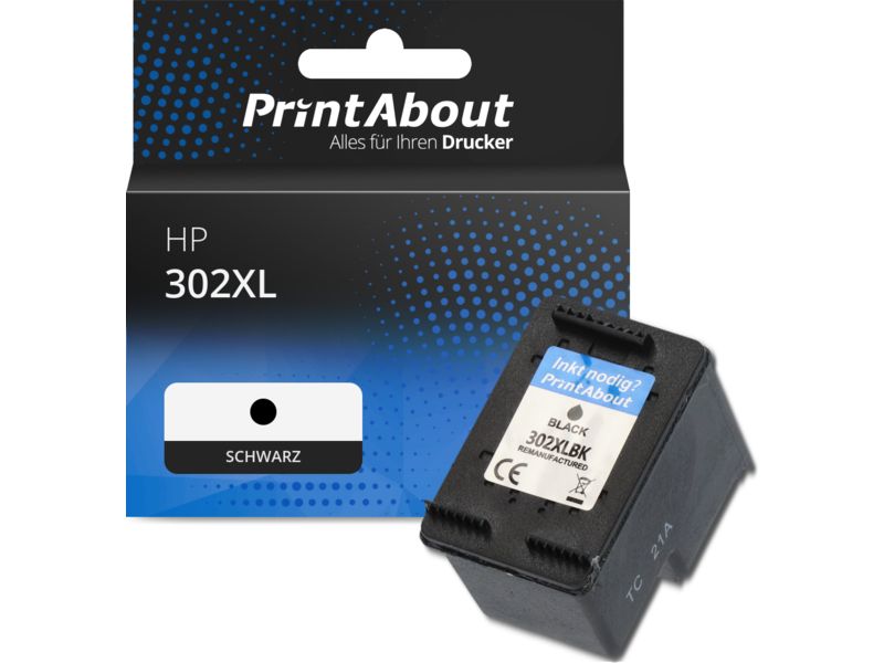 PrintAbout Druckerpatrone kompatibel mit HP 302XL (F6U68AE) - Schwarz - Hohe Kapazität