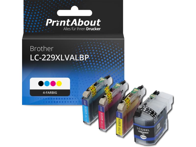 PrintAbout Druckerpatrone LC-229XLVALBP 4-farbig Multipack Extra hohe Kapazität für Brother