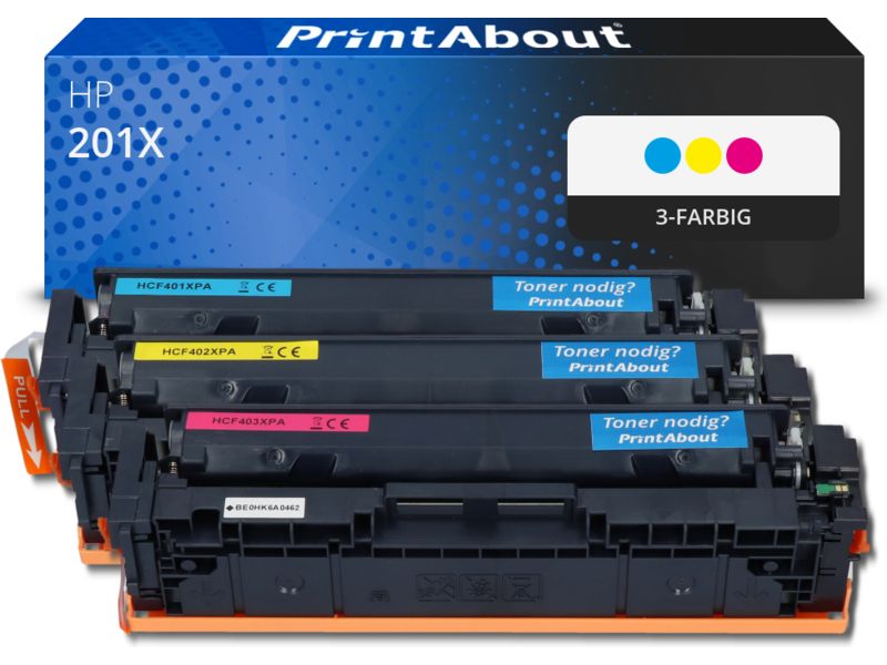PrintAbout Toner 201X (CF253XM) 3-farbig Multipack Hohe Kapazität für HP
