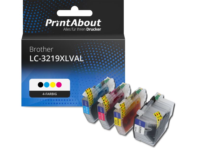 PrintAbout Druckerpatrone LC-3219XLVAL 4-farbig Multipack Hohe Kapazität für Brother