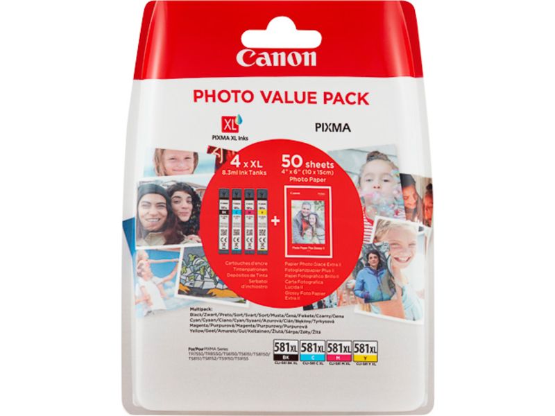Canon CLI-581XL C/M/Y/BK photo value pack - 4-farbig - Druckerpatrone - Hohe Kapazität - Multipack