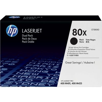 Toner kompatibel mit HP 80XD (CF280XD) - 2x Schwarz Hohe Kapazität - Multipack