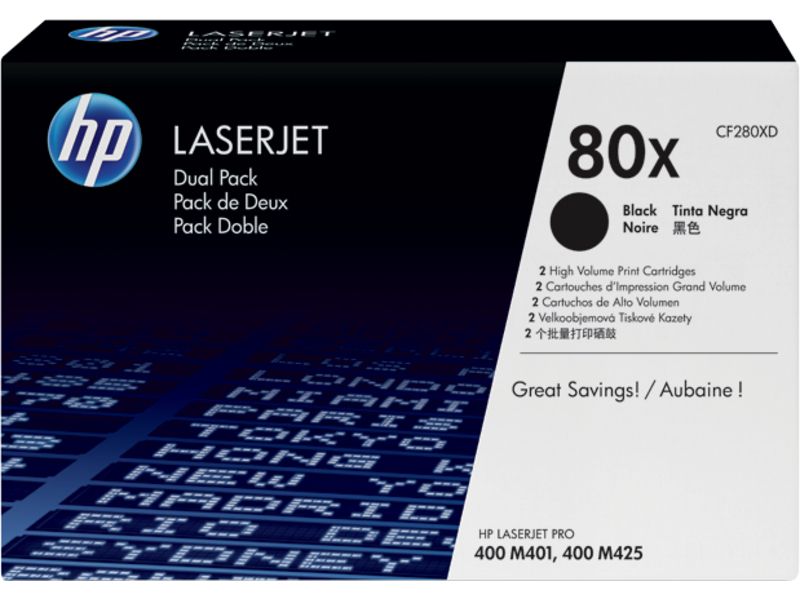 Toner kompatibel mit HP 80XD (CF280XD) - 2x Schwarz Hohe Kapazität - Multipack