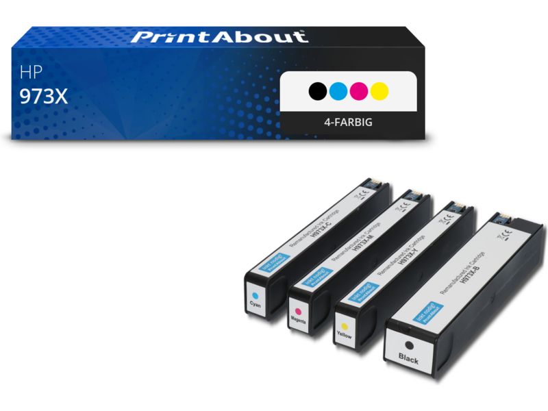 PrintAbout Druckerpatrone 973X (L0S07AE) 4-farbig Multipack Hohe Kapazität für HP