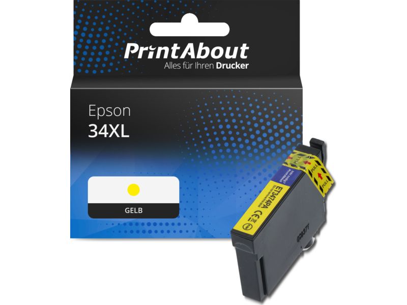 PrintAbout Druckerpatrone 34XL (C13T34744010) Gelb Hohe Kapazität für Epson