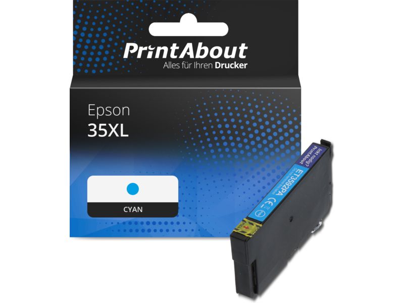 PrintAbout Druckerpatrone 35XL (C13T35924010) Cyan Hohe Kapazität für Epson