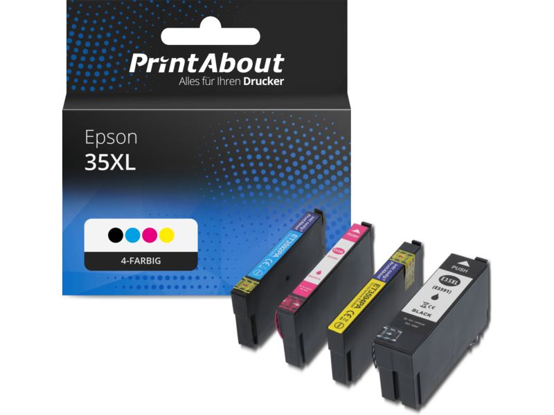 PrintAbout Druckerpatrone 35XL (C13T35964010) 4-farbig Multipack Hohe Kapazität für Epson