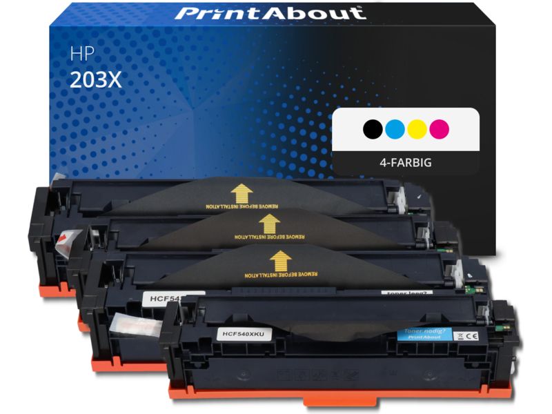 PrintAbout Toner 203X (CF540X) 4-farbig Multipack Hohe Kapazität für HP