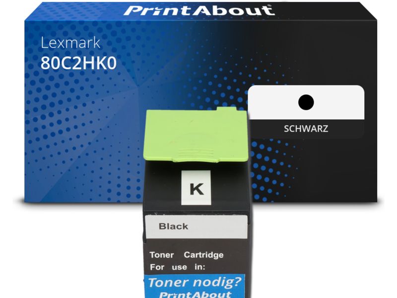 PrintAbout Toner 80C2HK0 (802HK) Schwarz Hohe Kapazität für Lexmark