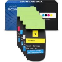 Toner kompatibel mit Lexmark 80C2HK0 (802HK) - 4-farbig - Hohe Kapazität - Multipack