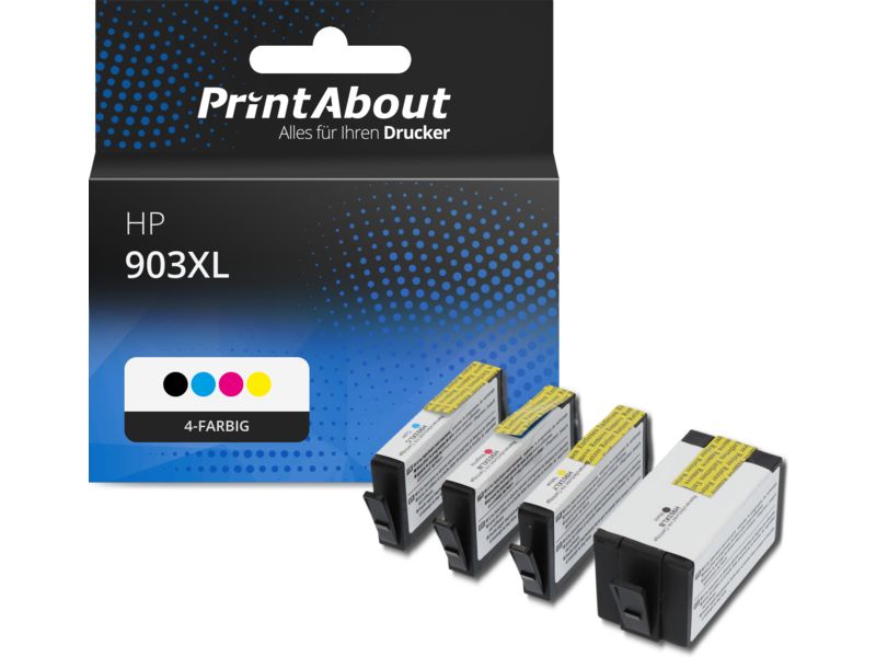 PrintAbout Druckerpatrone 903XL (3HZ51AE) 4-farbig Multipack Hohe Kapazität für HP