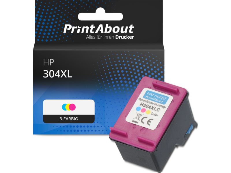 PrintAbout Druckerpatrone 304XL (N9K07AE) 3-farbig Hohe Kapazität für HP
