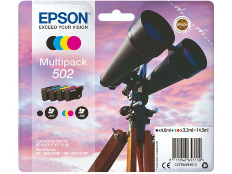 Epson 502 (C13T02V64010) - 4-farbig - Druckerpatrone - Multipack
