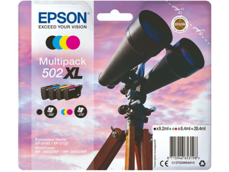 Epson 502XL (C13T02W64010) - 4-farbig - Druckerpatrone - Hohe Kapazität - Multipack