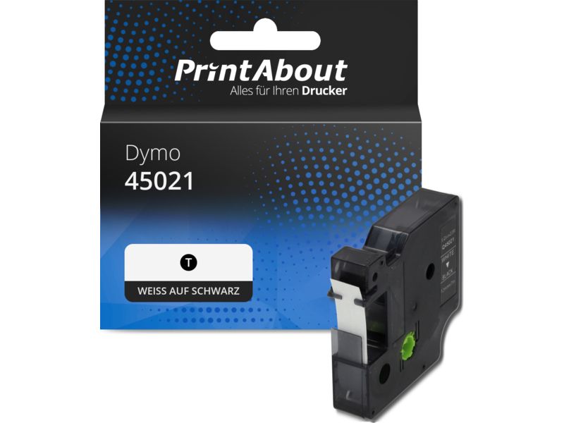PrintAbout Tape 45021 (S0720610) Weiß auf schwarz (12 mm) für Dymo