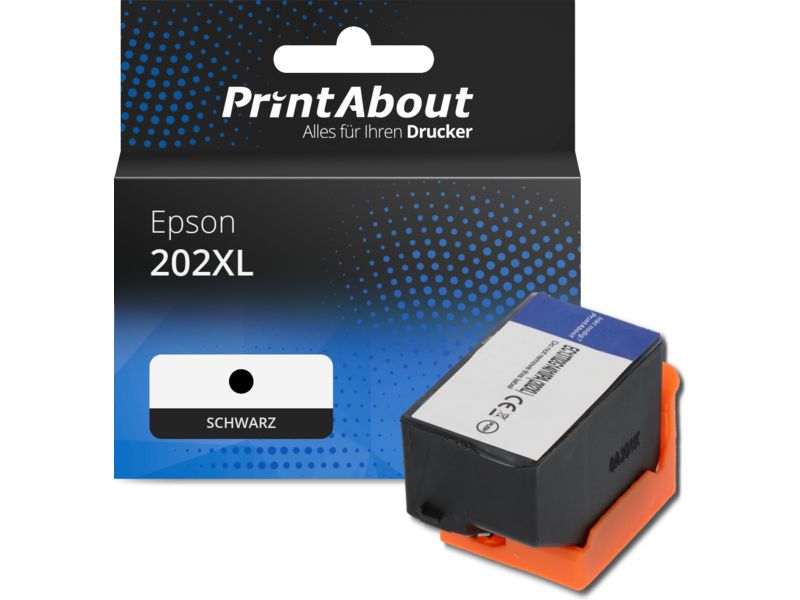 PrintAbout Druckerpatrone 202XL (C13T02G14010) Schwarz Hohe Kapazität für Epson