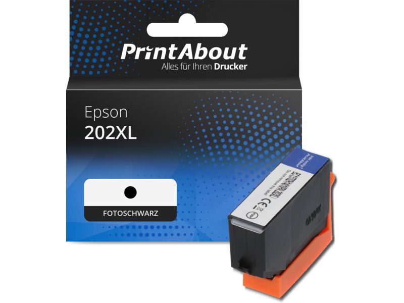 PrintAbout Druckerpatrone 202XL (C13T02H14010) Fotoschwarz Hohe Kapazität für Epson