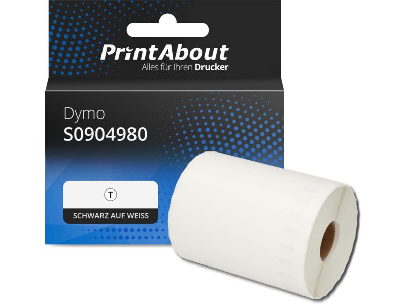 PrintAbout Etikett S0904980 Schwarz auf weiß (104 mm x 159 mm) für Dymo