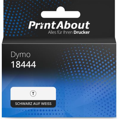 Schriftband kompatibel mit Dymo 18444 (S0718600) - (12 mm) - Schwarz auf weiß