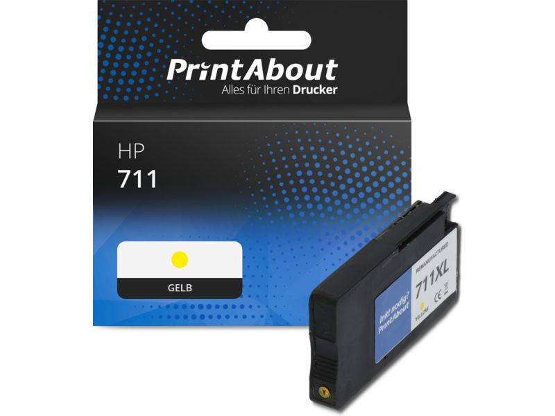 PrintAbout Druckerpatrone 711 (CZ132A) Gelb für HP