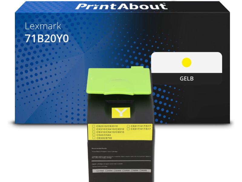 PrintAbout Toner kompatibel mit Lexmark 71B20Y0 - Gelb