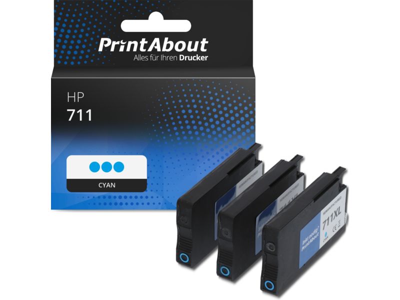 PrintAbout Druckerpatrone 711 (CZ134A) Cyan Multipack für HP