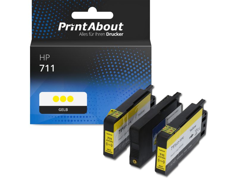 PrintAbout Druckerpatrone 711 (CZ136A) Gelb Multipack für HP