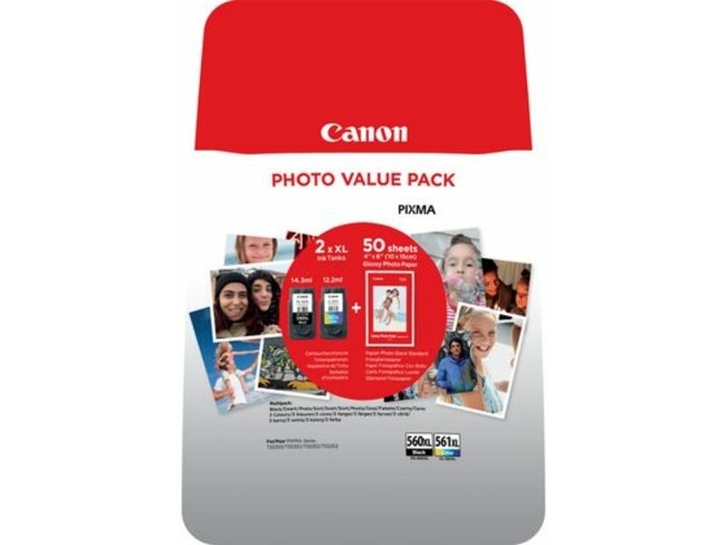 Canon PG-560XL / CL-561XL Druckerpatrone - Schwarz + 3 Farben - Extra Hoher Kapazität - Mulitpack