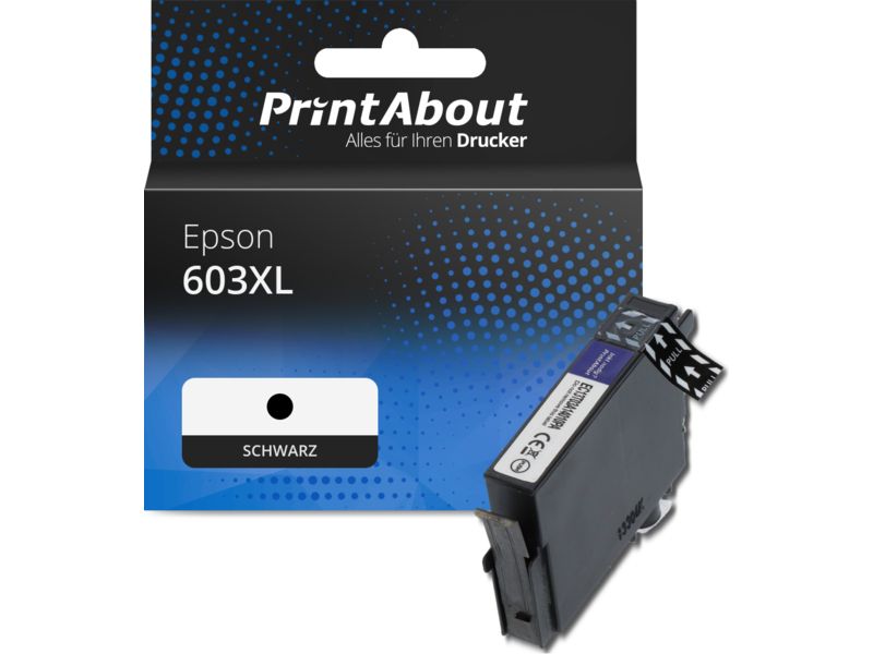 PrintAbout Druckerpatrone 603XL (C13T03A14010) Schwarz Hohe Kapazität für Epson