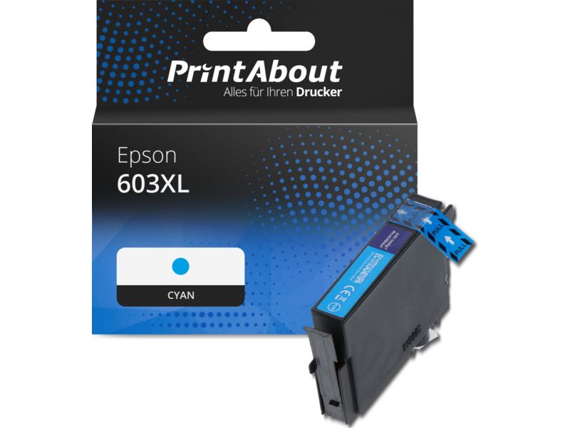 PrintAbout Druckerpatrone 603XL (C13T03A24010) Cyan Hohe Kapazität für Epson