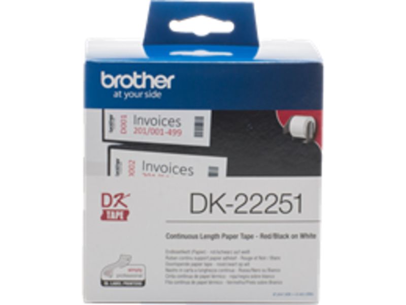 Brother DK-22251 Schwarz und Rot auf Weiß (62 mm)