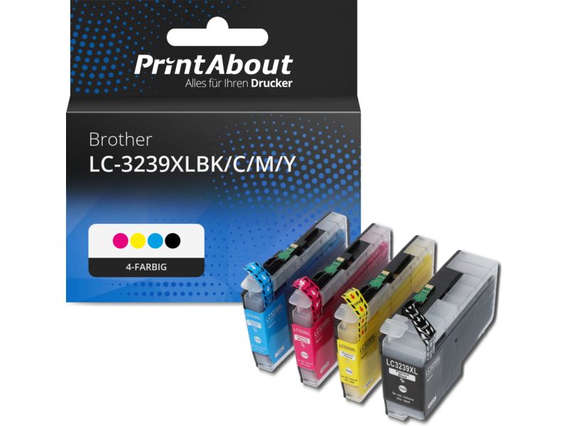 PrintAbout Druckerpatrone LC-3239XLBK/C/M/Y 4-farbig Multipack Hohe Kapazität für Brother