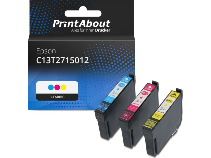 PrintAbout Druckerpatrone C13T2715012 (27XL) 3-farbig Multipack für Epson