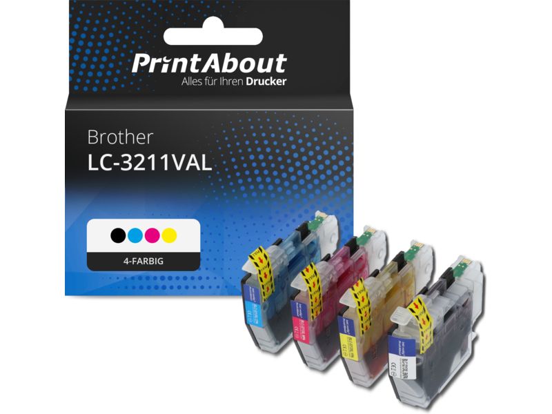 PrintAbout Druckerpatrone LC-3211VAL 4-farbig Multipack Hohe Kapazität für Brother