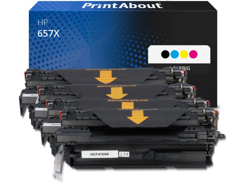 PrintAbout Toner 657X (CF470X) 4-farbig Multipack Hohe Kapazität für HP