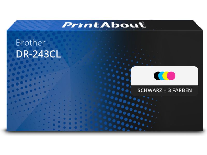 PrintAbout Trommel DR-243CL Schwarz + 3 Farben für Brother