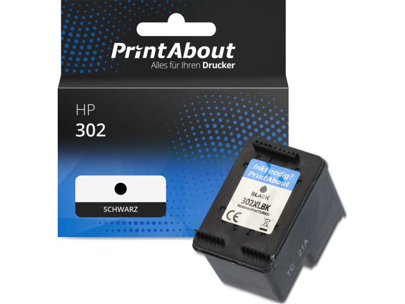 PrintAbout Druckerpatrone 302 (F6U66AE) Schwarz für HP