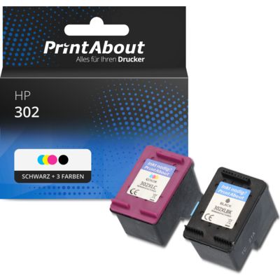 Druckerpatrone kompatibel mit HP 302 (X4D37AE) - Schwarz + 3 Farben - Multipack