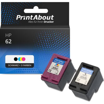 Druckerpatrone kompatibel mit HP 62 (N9J71AE) - Schwarz + 3 Farben - Multipack