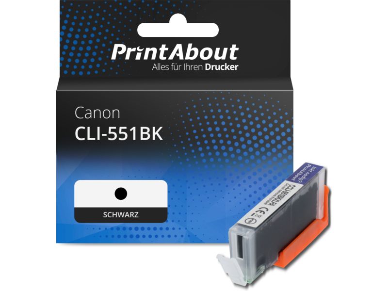 PrintAbout Druckerpatrone CLI-551BK Schwarz für Canon