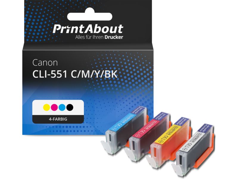 PrintAbout Druckerpatrone CLI-551 C/M/Y/BK 4-farbig Multipack für Canon