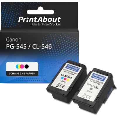 Druckerpatrone kompatibel mit Canon PG-545 / CL-546 - Schwarz + 3 Farben - Multipack