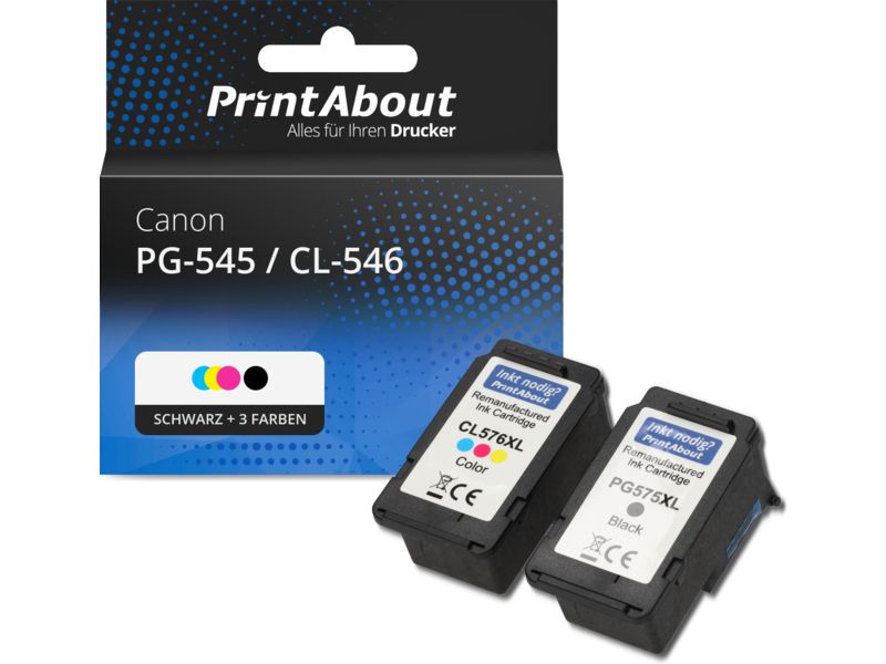 PrintAbout Druckerpatrone PG-545 / CL-546 Schwarz + 3 Farben Multipack für Canon
