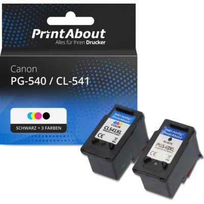 Druckerpatrone kompatibel mit Canon PG-540 / CL-541 - Schwarz + 3 Farben - Multipack